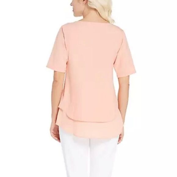 Joan Rivers Double Layer Short Sleeve Stretch Top - Picture 2 of 5